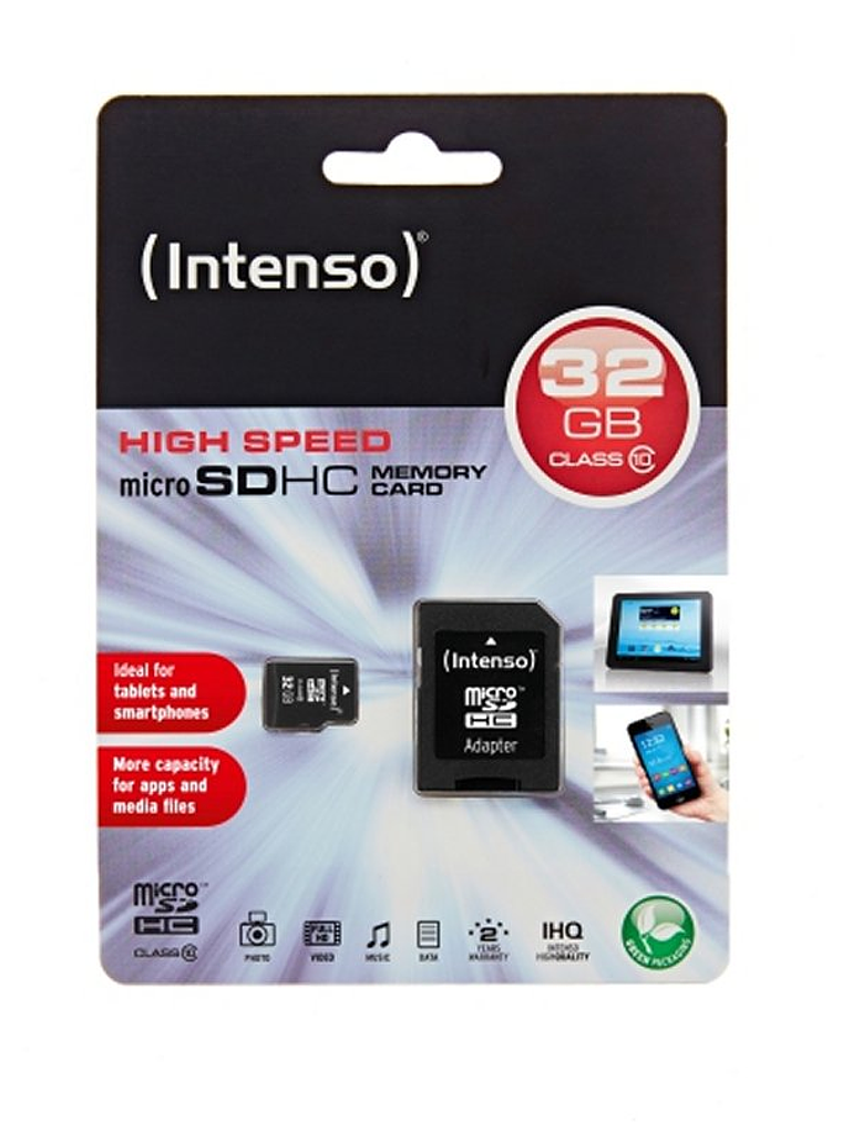 Intenso 3413480 Micro SD clase 10 32GB c/adapt 2
