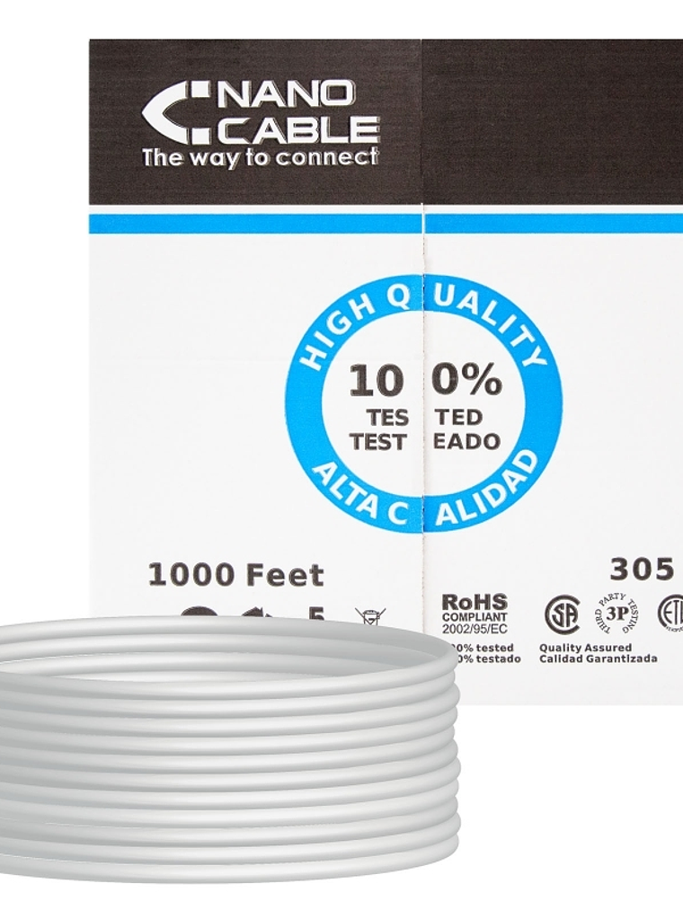 Nanocable Bobina  RJ45 CAT5E UTP Flexible 305Mts 1