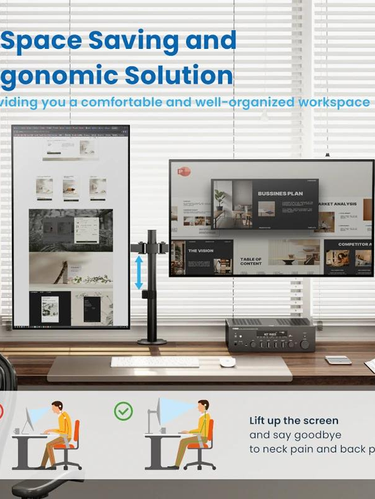 EWENT EW1512 Soporte mesa 2 monitor 13-32