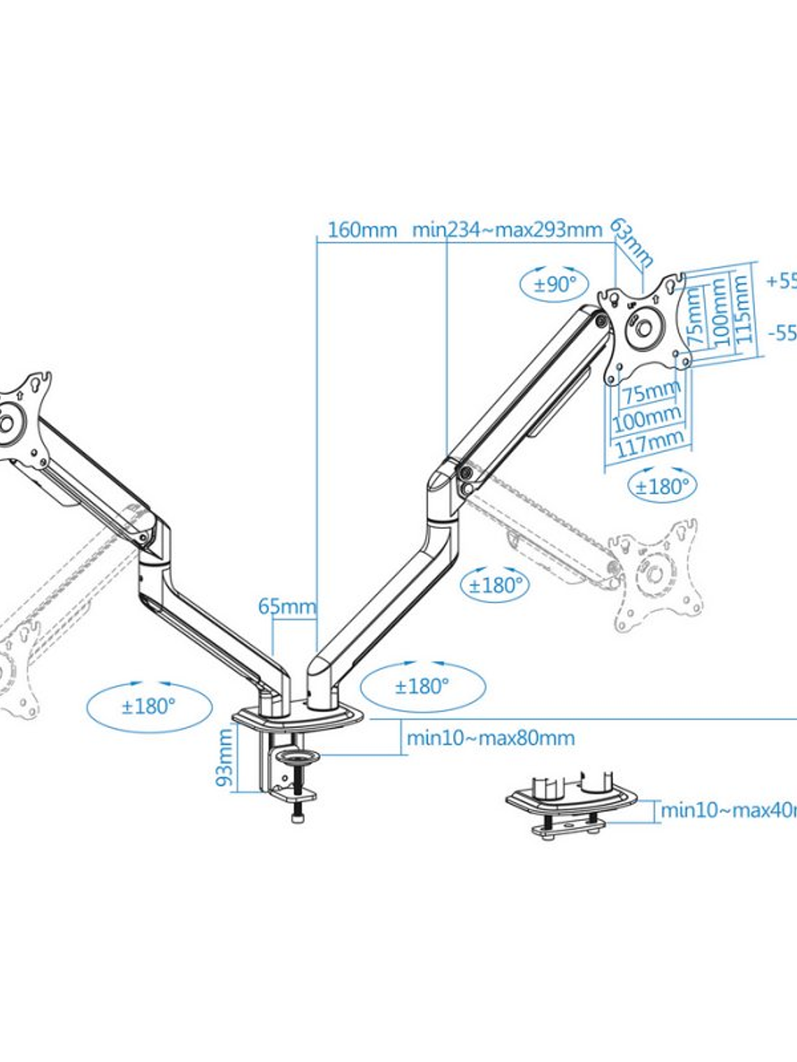 Tooq DB4132TNR-W Soport.mesa 2 monitor/tv 17-32