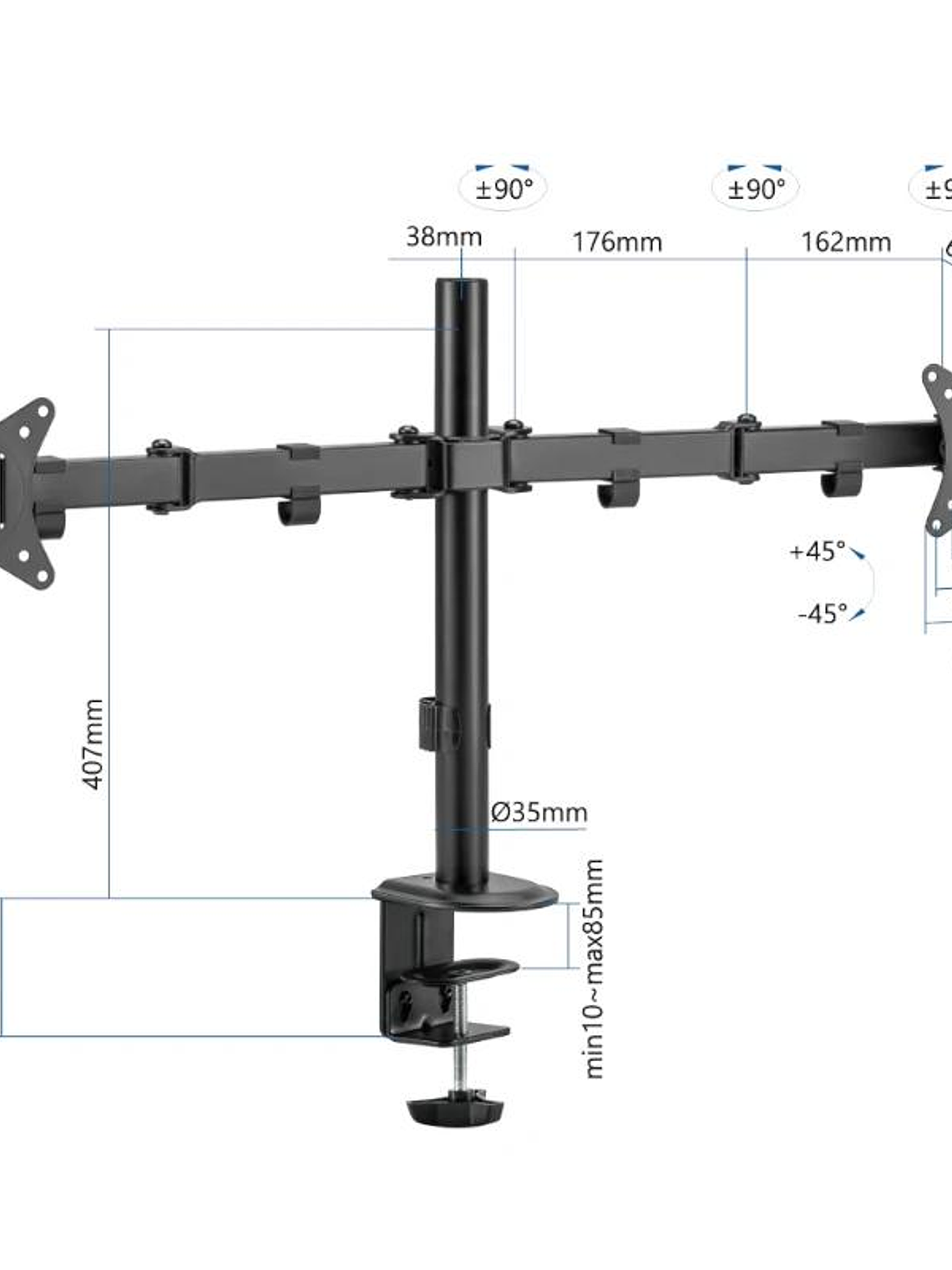 iggual SPM02 Soporte pinza 2 monitores 17