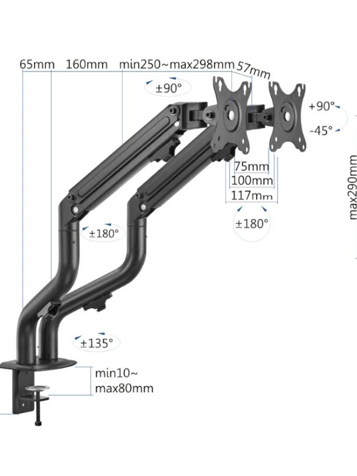 iggual SPMP02 Soporte pinza 2 monitores 17