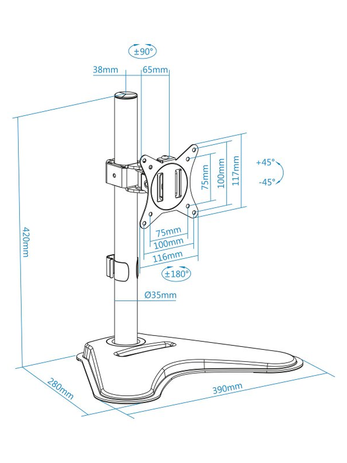 Tooq Soporte mesa DB1701TN-B 1 brazo 17-32
