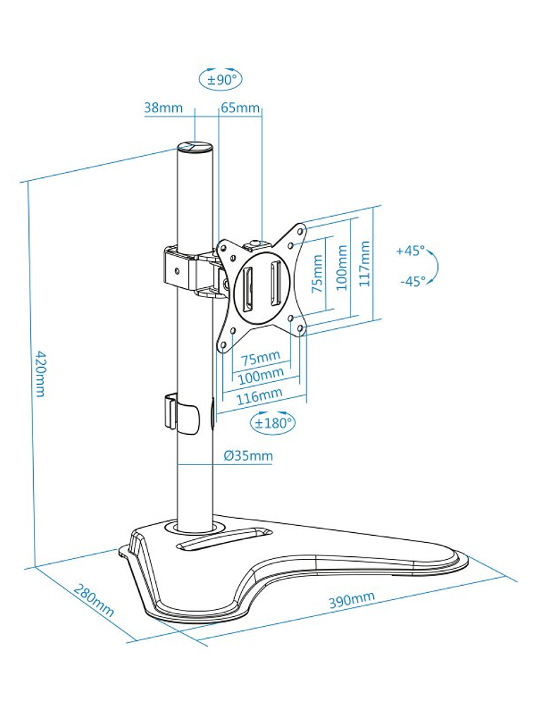 Tooq Soporte mesa DB1701TN-B 1 brazo 17-32