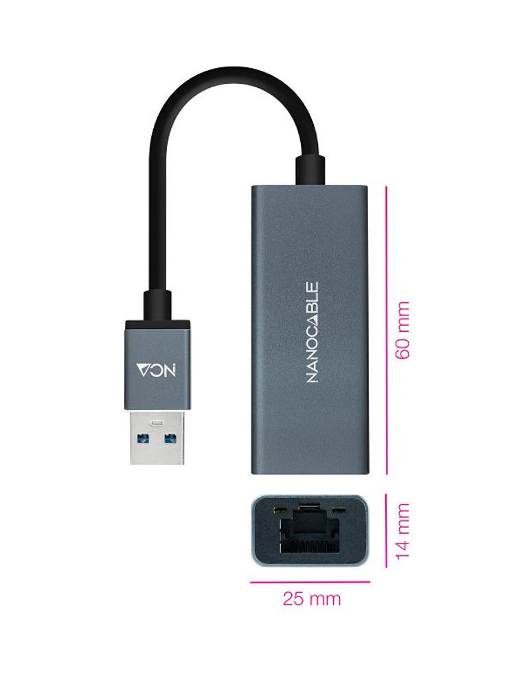 Nanocable Conversor USB 3.0 A Ethernet Gigabit 3