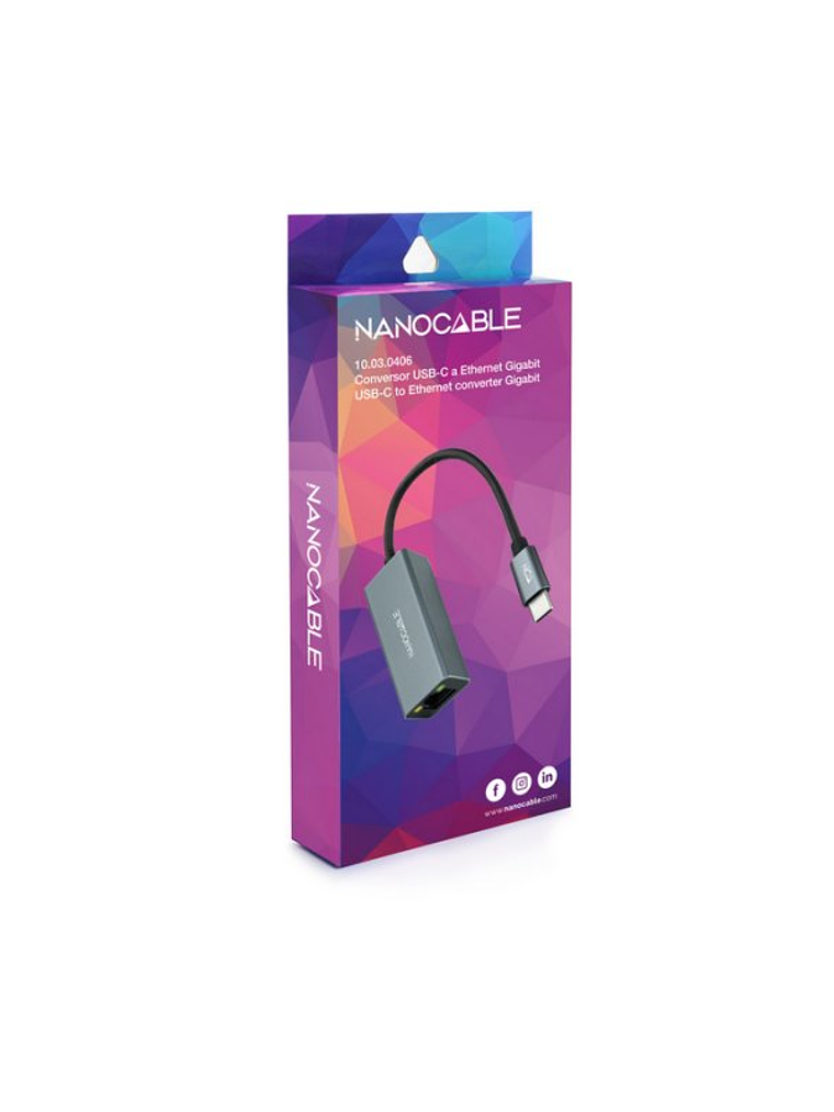 Nanocable Conversor USB-C Ethernet Gigabit 2