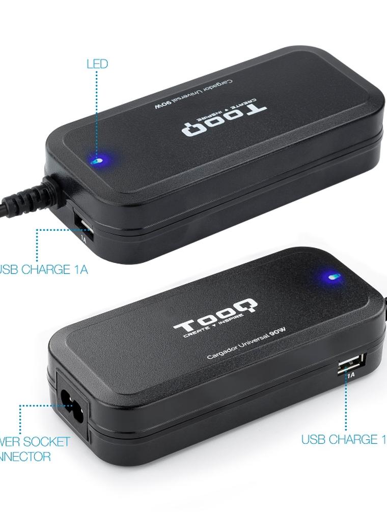 Tooq Cargador universal portátil automático 90w 3
