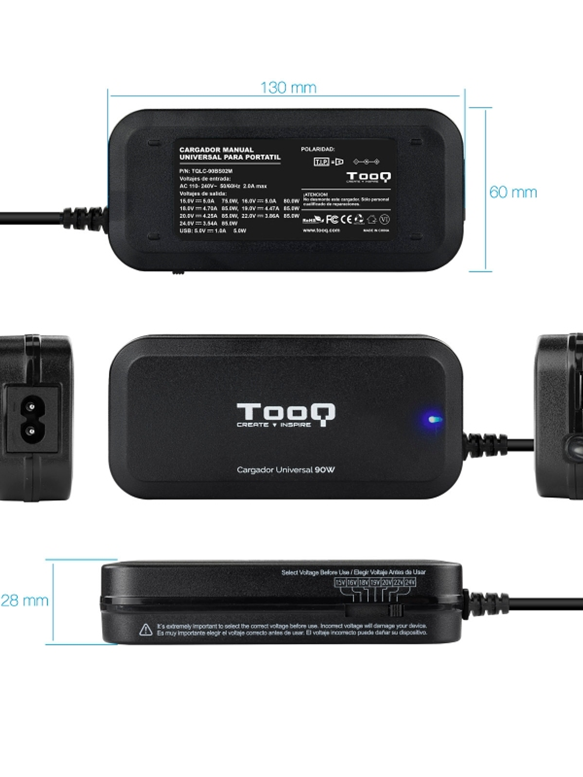 Tooq Cargador portátil 90W manual 12 conectores 3