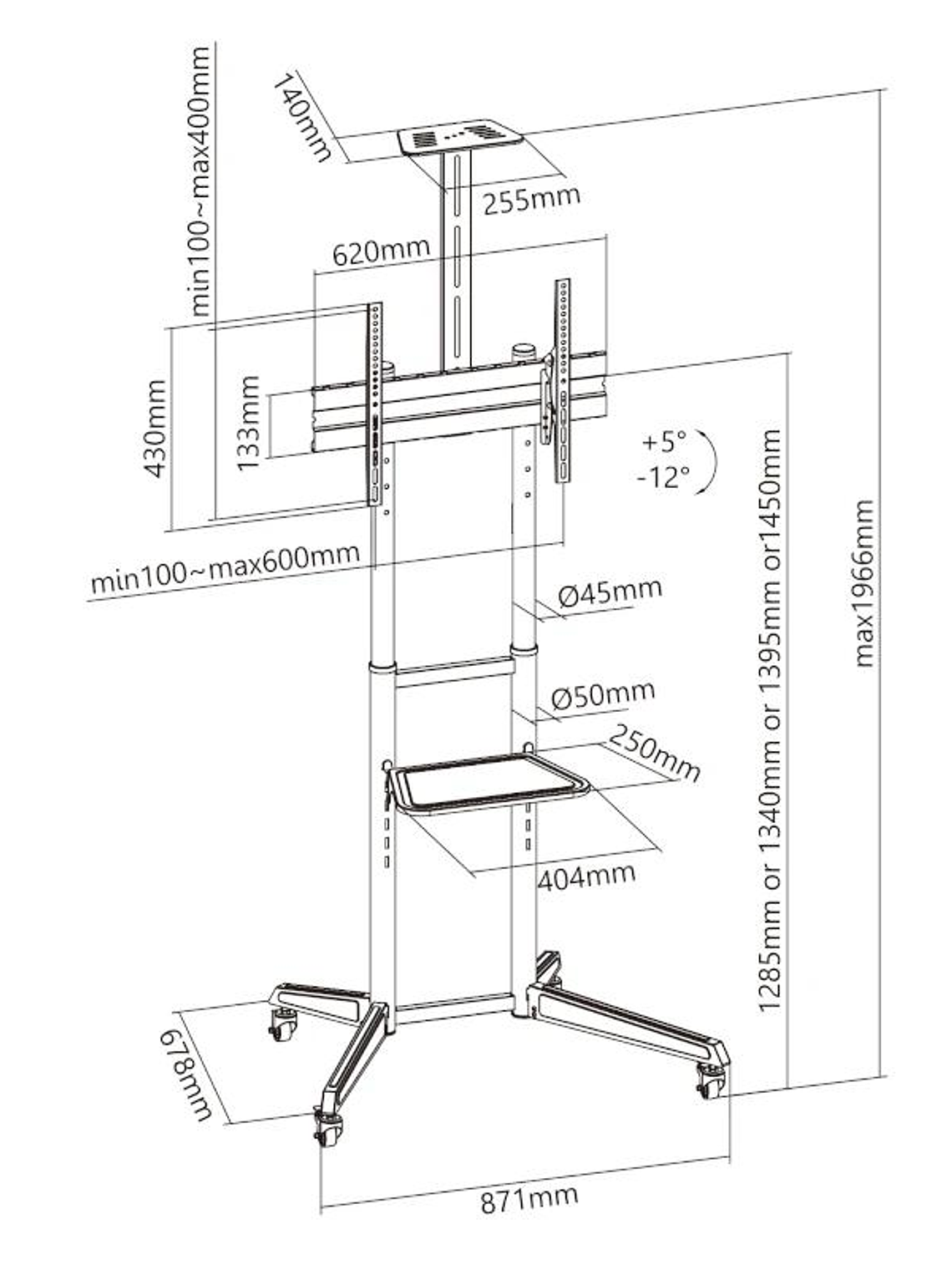 EWENT EW1539 Soporte suelo con ruedas tv 37