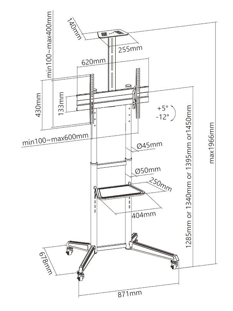 EWENT EW1539 Soporte suelo con ruedas tv 37