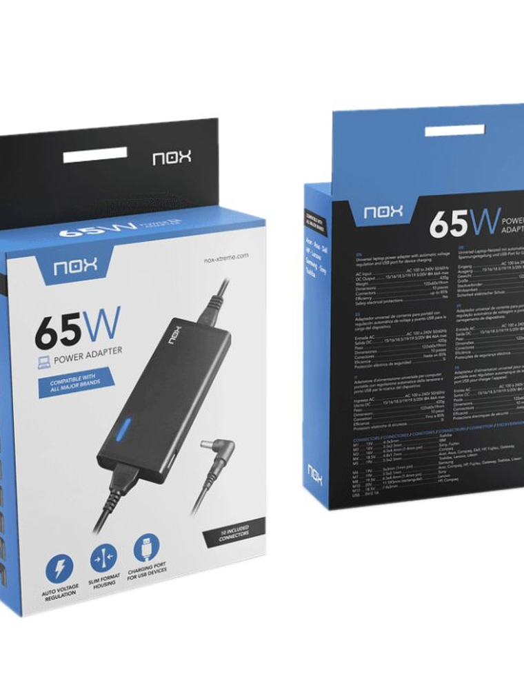 Nox Cargador para portátil 65W USB 2