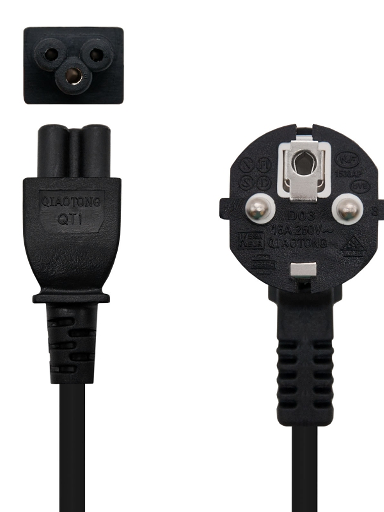 Nanocable Cable Alim. trébol, CEE7 /M-C5/H, 1.5m 2