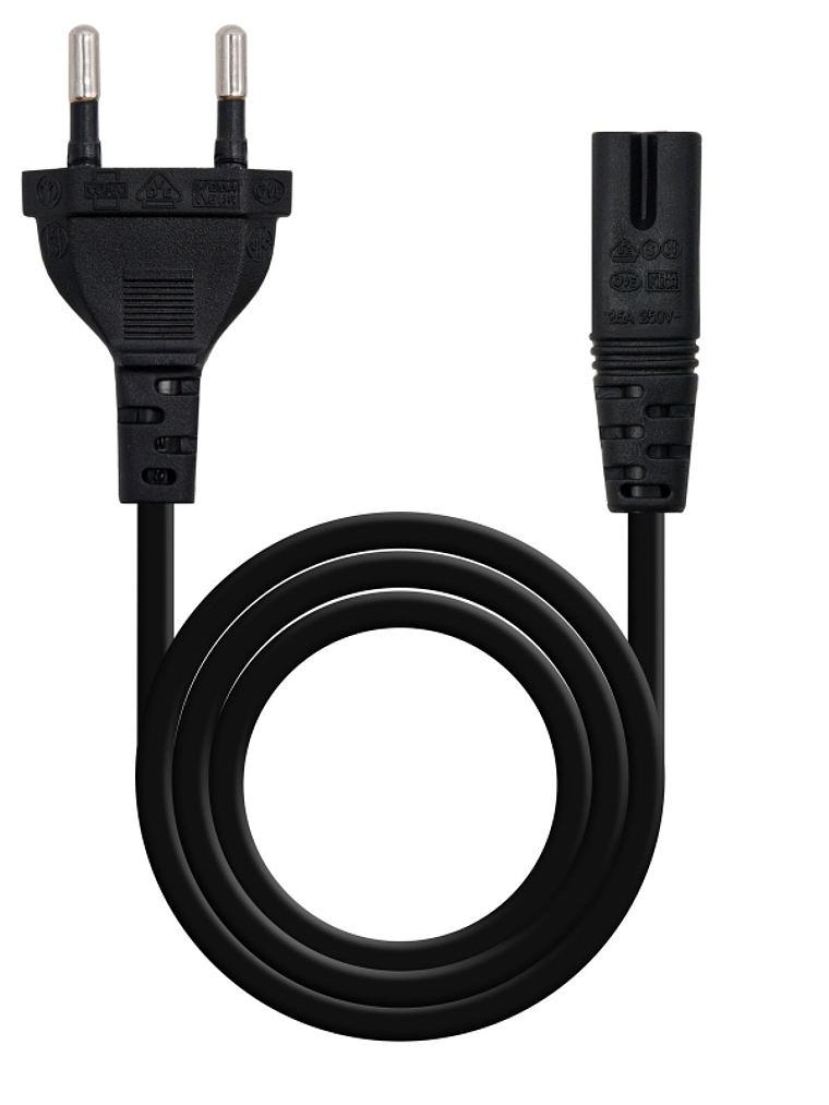 Nanocable Cable Alim. forma 8 CEE7/16/M-C7/H, 1.5m 2