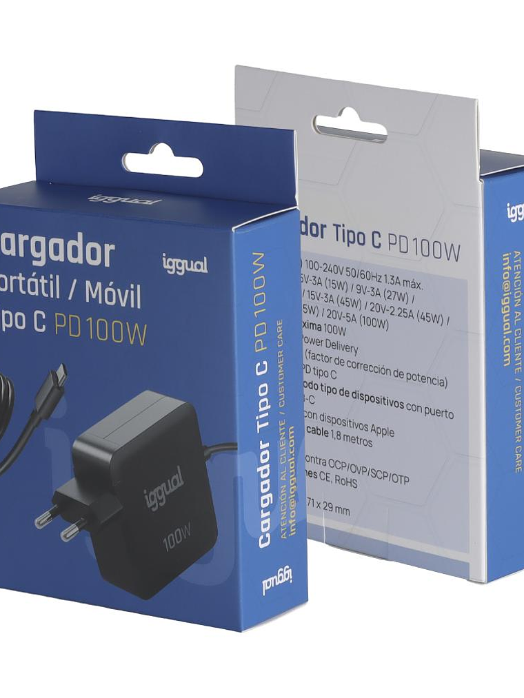 iggual Cargador portátil y móvil tipo C PD 100W 2