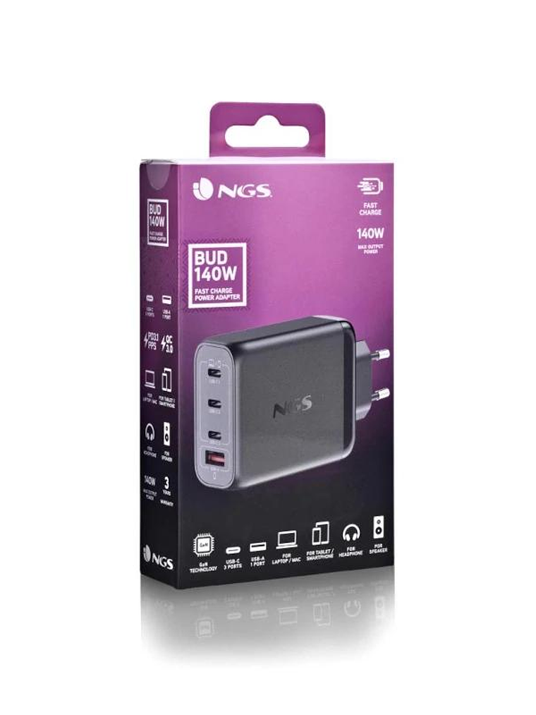 NGS CARGADOR ULTRARAPIDO140W 4 PUERTOS 3USB-C 1 US 3