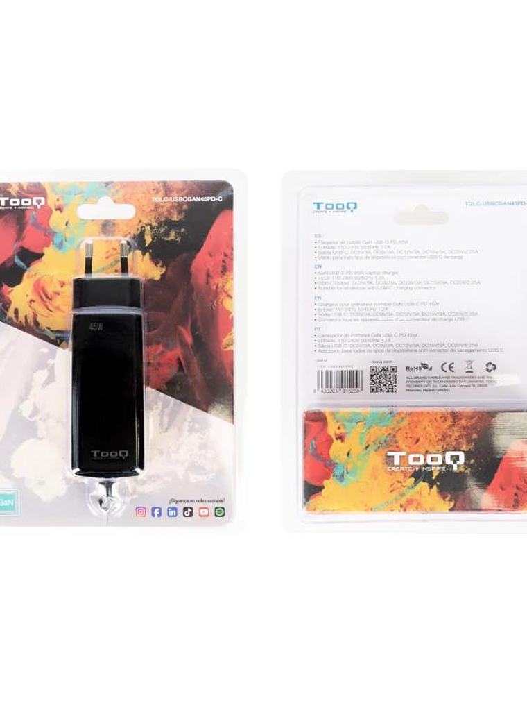 Tooq Cargador portátil GAN USB-C PD 45W Cúbico 4