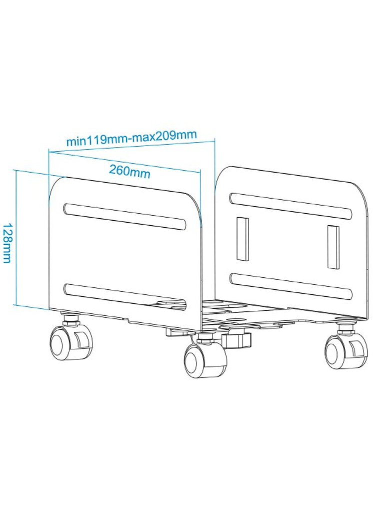 TooQ Soporte para CPU de SUELO con ruedas negro 3