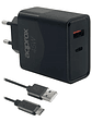 APPROX CARGADOR 45W QC 1 X USB A+ 1 X USB C+CABLE - Miniatura 1