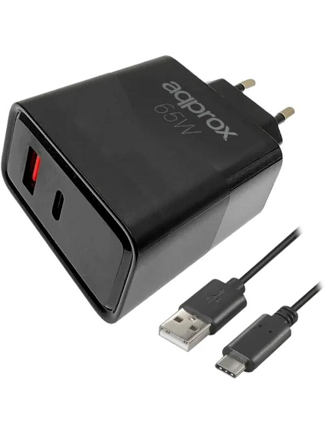 APPROX CARGADOR 65W QC 1 X USB A+ 1 X USB C+CABLE 1