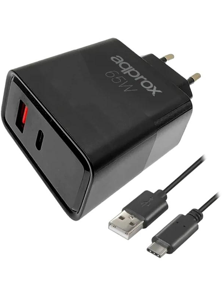 APPROX CARGADOR 65W QC 1 X USB A+ 1 X USB C+CABLE 1