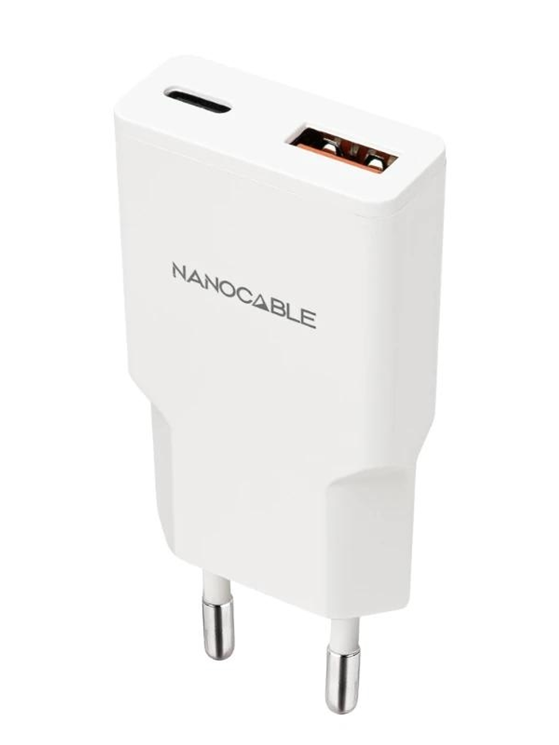 Nanocable Cargador USB-C/PD + USB-A/QC 20W Blanco 1