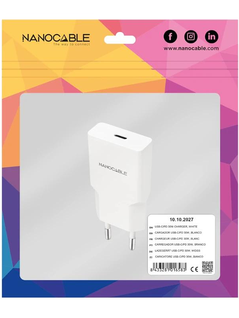 Nanocable Cargador USB-C/PD 30W   Blanco 3
