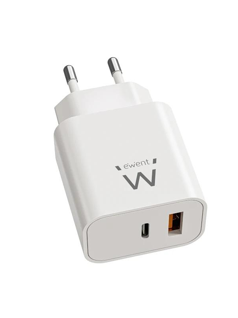 EWENT EW1318 Cargador rápido USB-C PD 20W USB-A QC 1