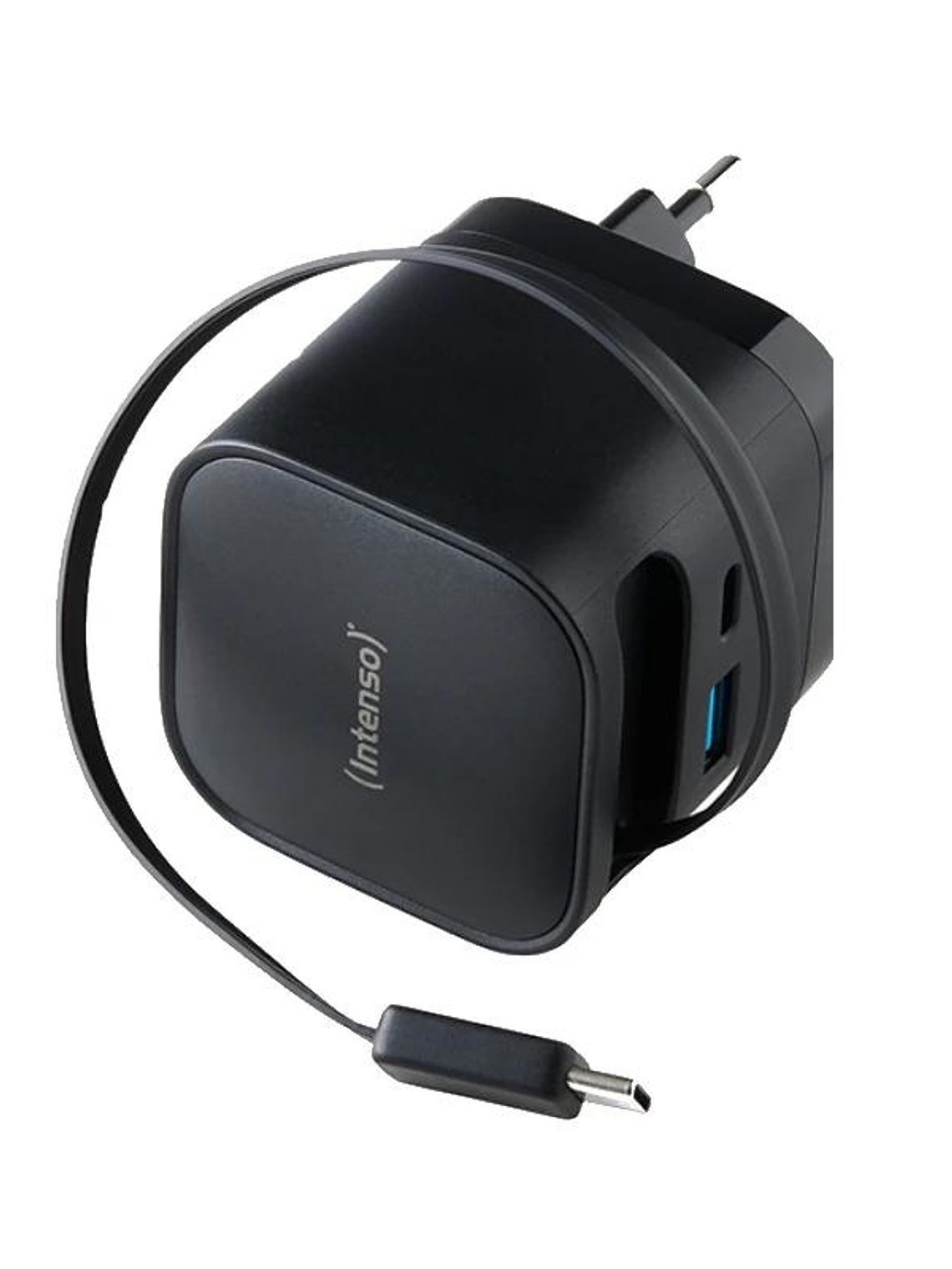 Intenso Cargador GaN W65ACIC retráctil Negro 1