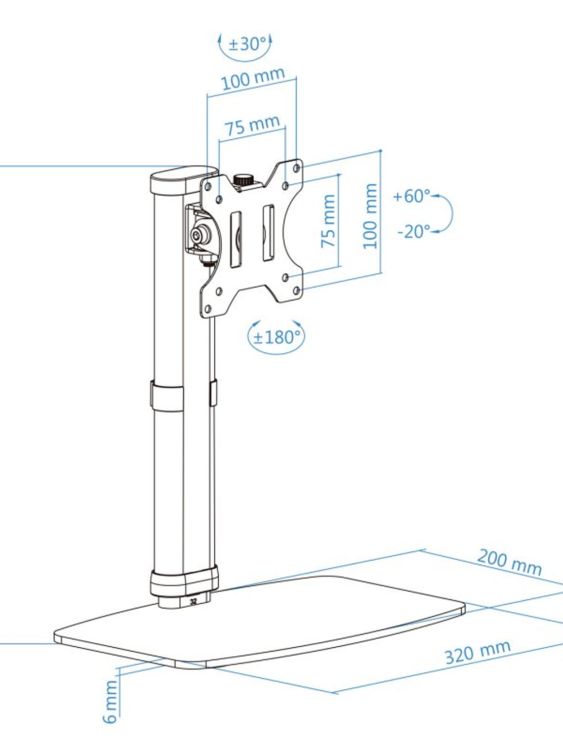 Tooq DB1127TN-W Soporte mesa monitor/tv 17-27