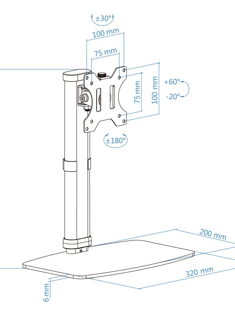Tooq DB1127TN-W Soporte mesa monitor/tv 17-27