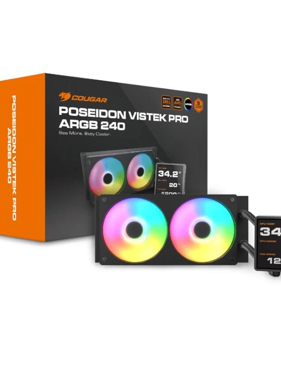 Cougar Ref. Liq Poseidon Vistek Pro ARGB 240 Black 4