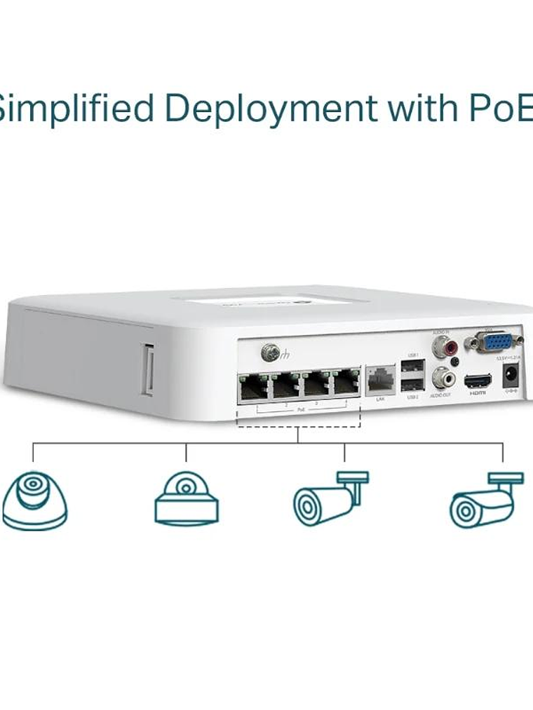 VIGI NVR1104H-4P Grabador IP Sencillo HDD 01 HDD 4 3
