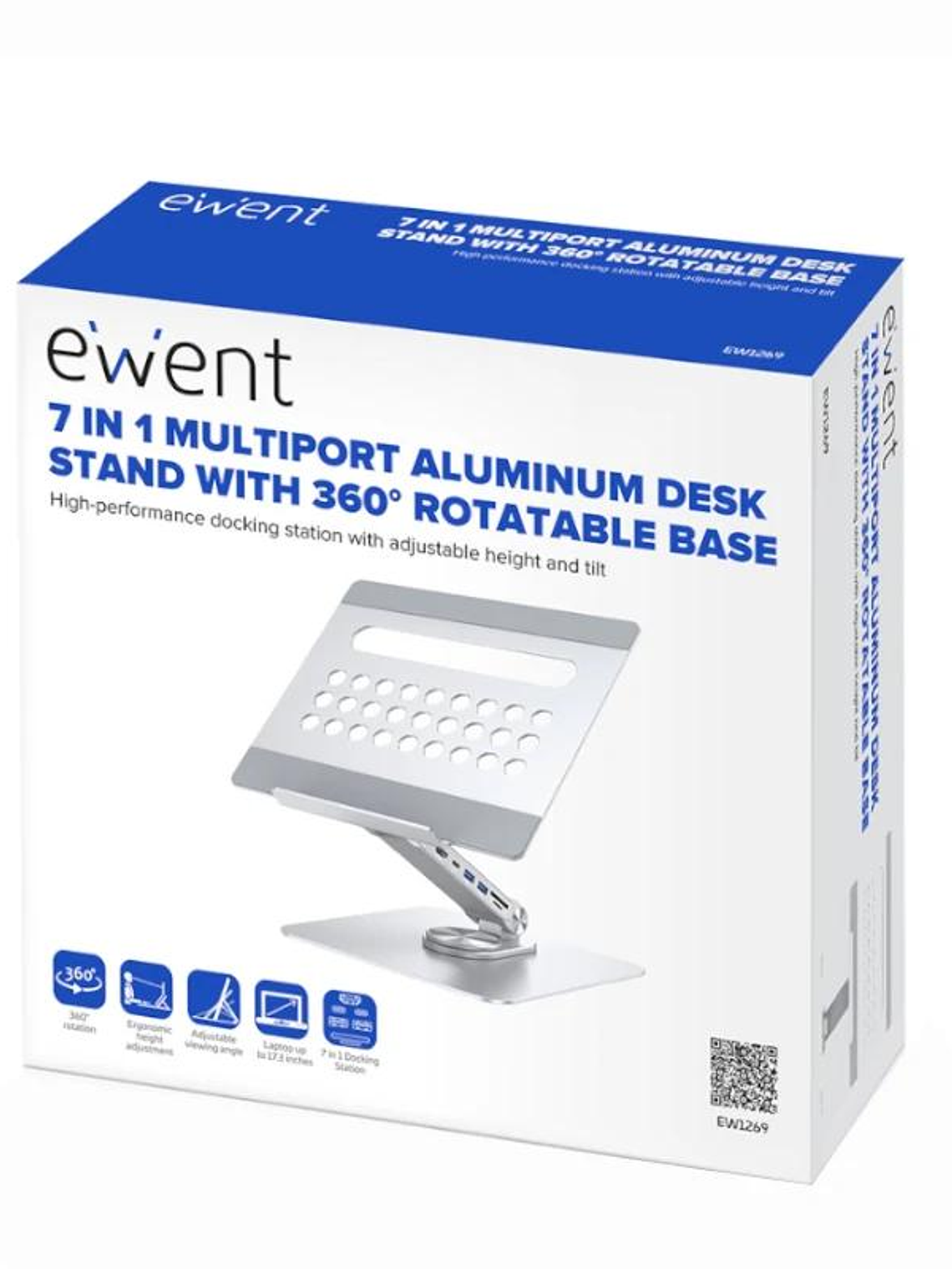 EWENT Soporte Giro 360º y DockingStation 7 en 1 3