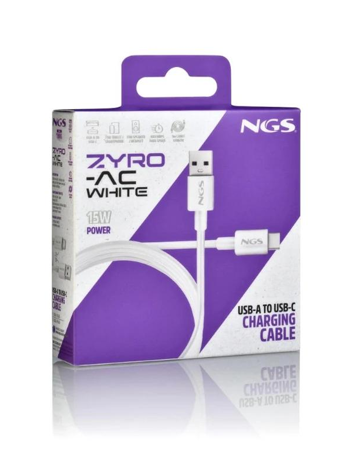 NGS CABLE CARGA RAPIDA USB-A A USB-C 1M BLANCO 4