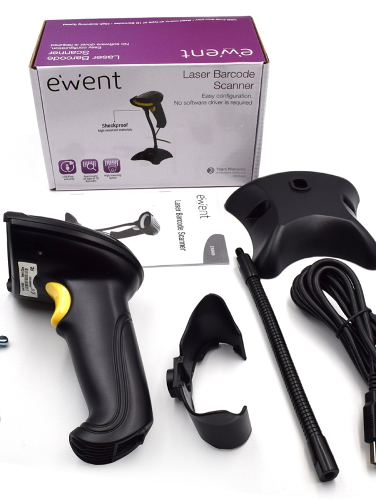 Ewent Lector código de barras EW3400 1D Láser Usb 2