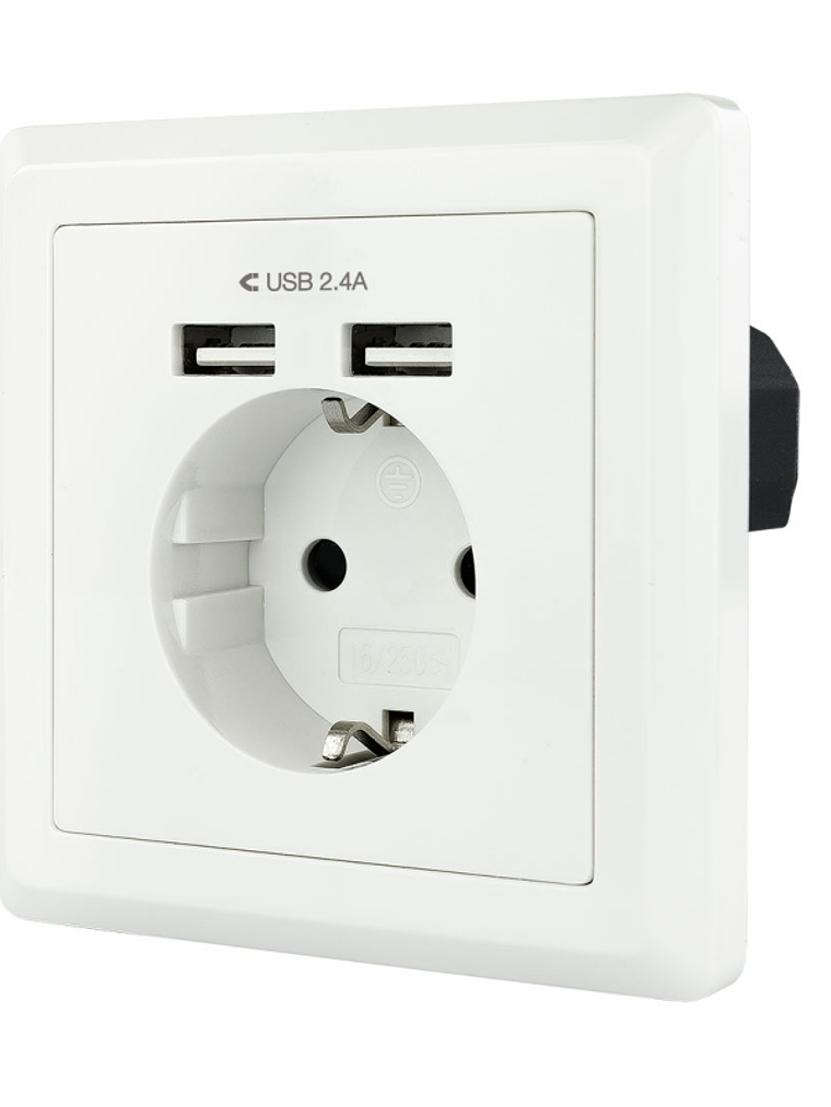 Nanocable Base de enchufe pared schuko+2USB 2.4A 1