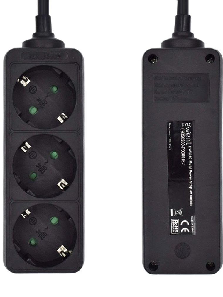 Ewent Ew3959 Regleta 3 tomas Negro 4