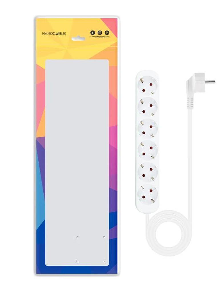 Nanocable Regleta de Enchufes 6 Tomas 1.4 m Blanco 2