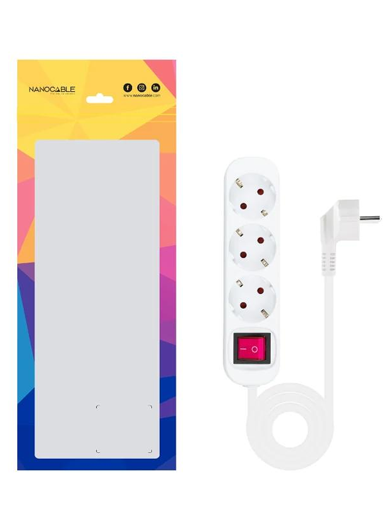 Nanocable Regleta 3 Tomas Interruptor Blanco 2