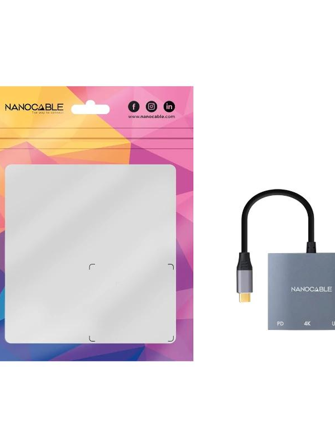 Nanocable Conversor USB-C a HDMI/USB3.0/PD 15 cm 2