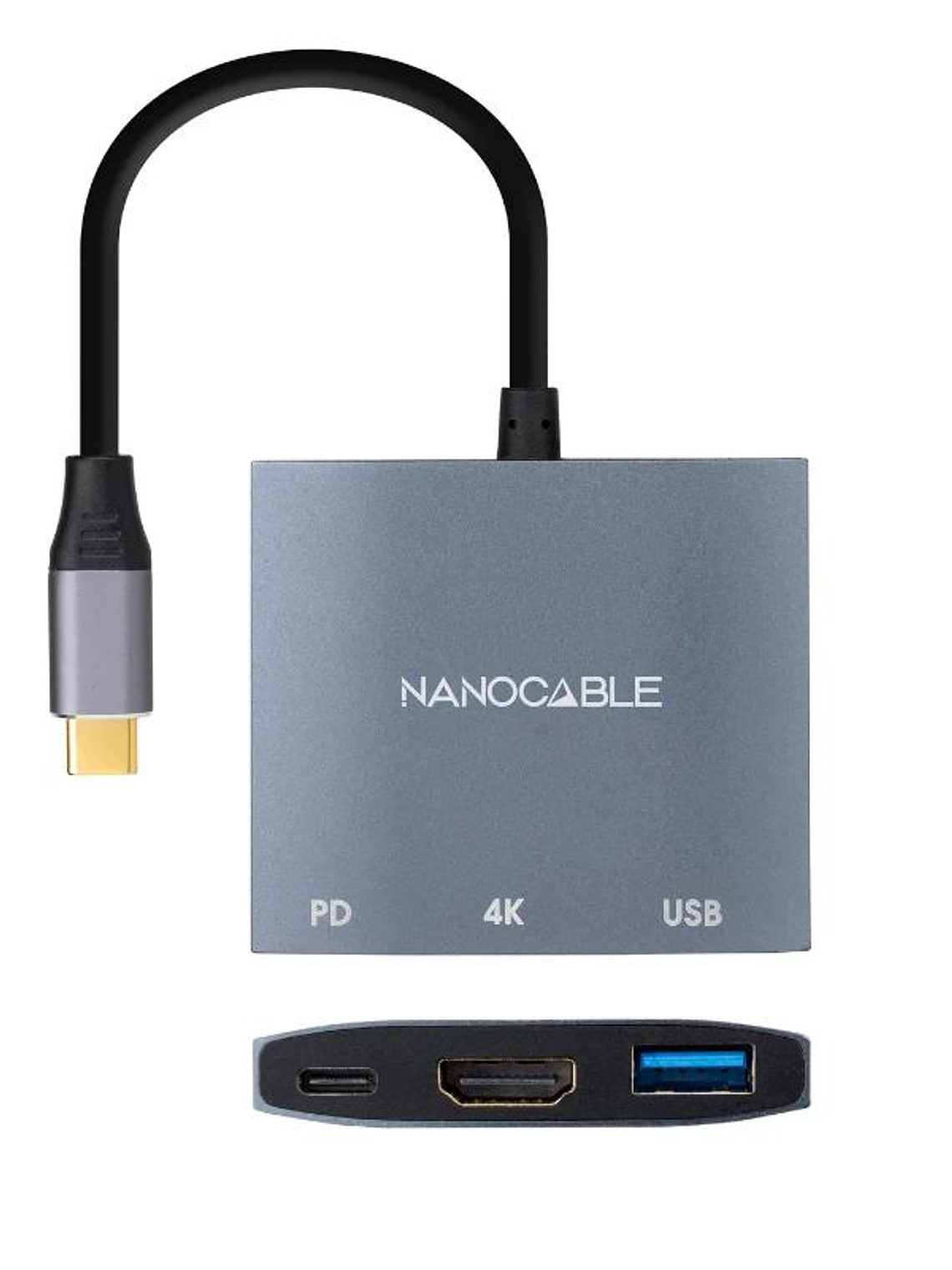 Nanocable Conversor USB-C a HDMI/USB3.0/PD 15 cm 3