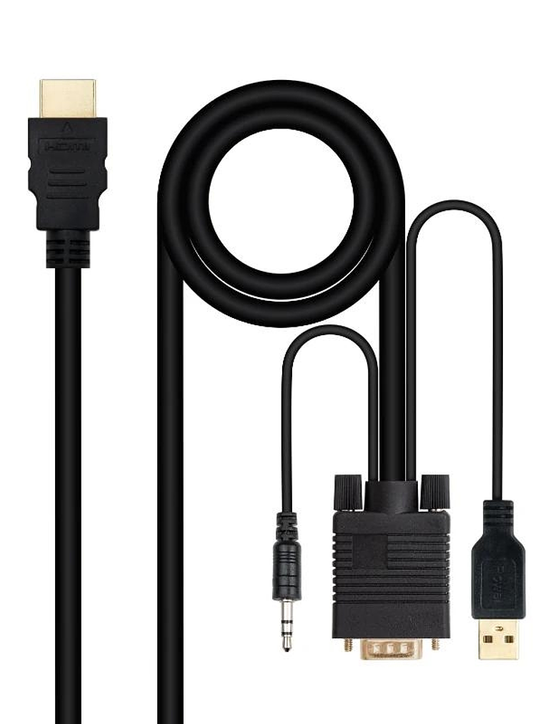 Nanocable Conversor HDMI a VGA-Jack-UBS, 1.8 m 1