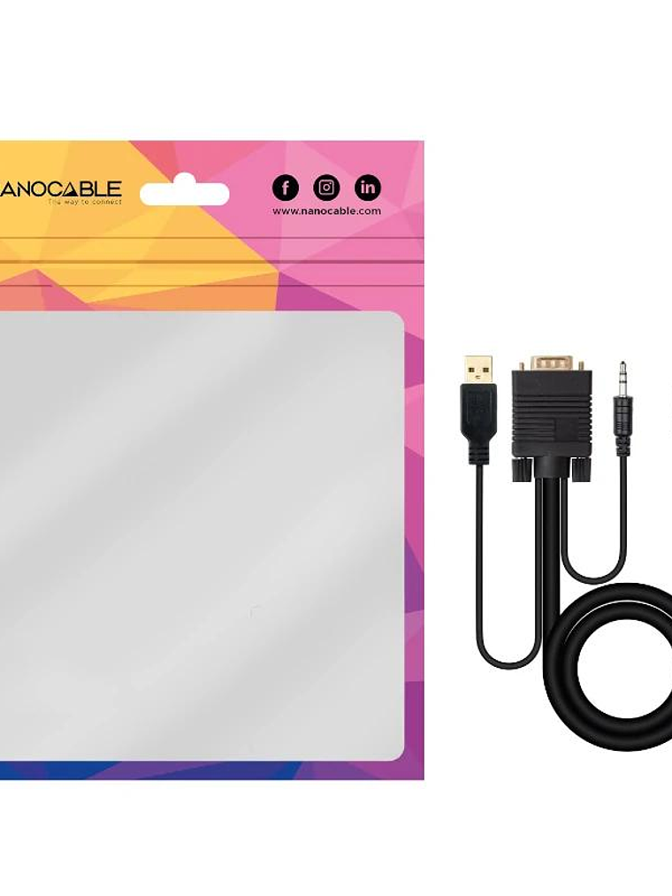 Nanocable Conversor HDMI a VGA-Jack-UBS, 1.8 m 4