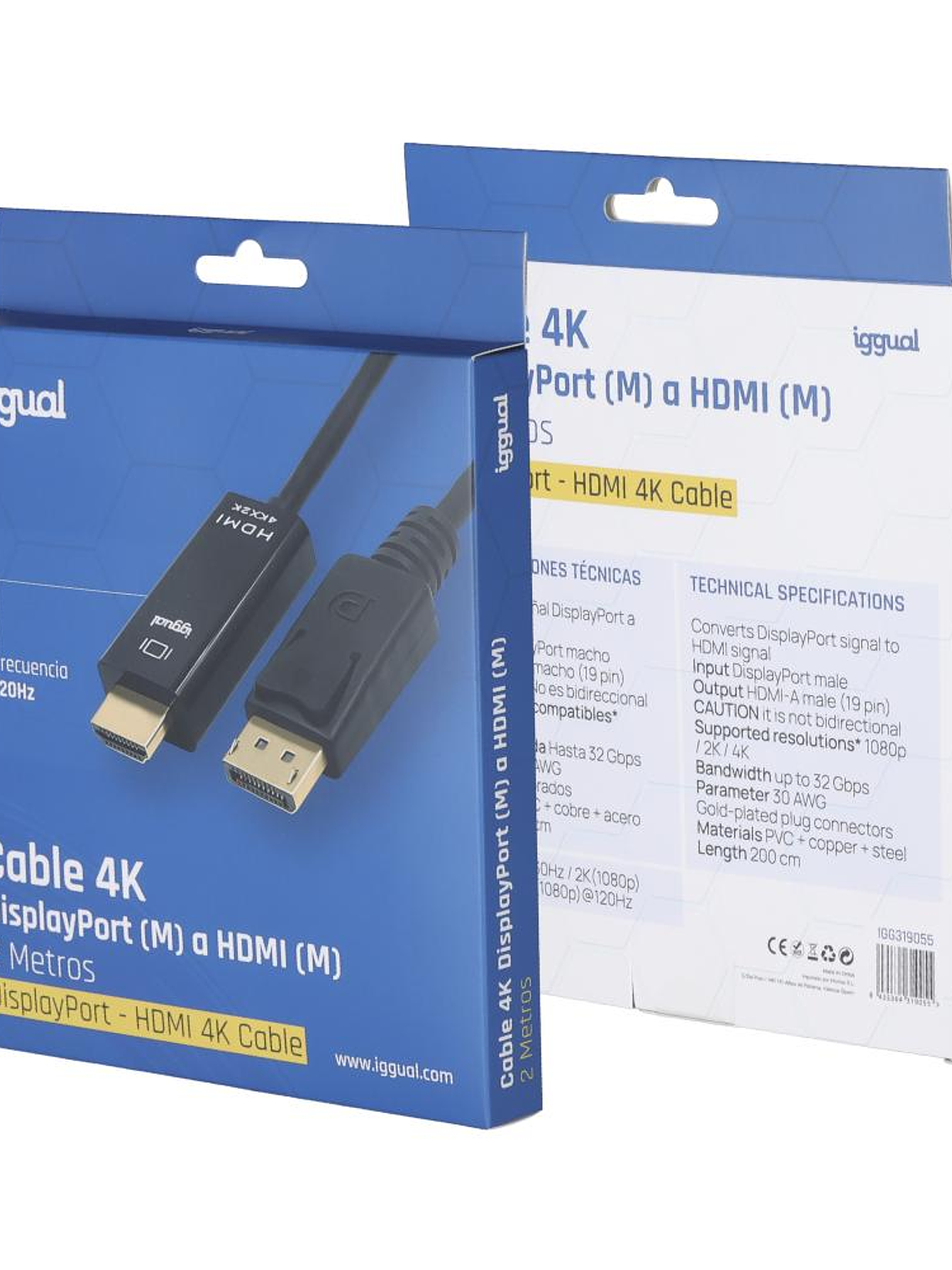 iggual Cable DisplayPort (M) a HDMI (M) 4K 2metros 2