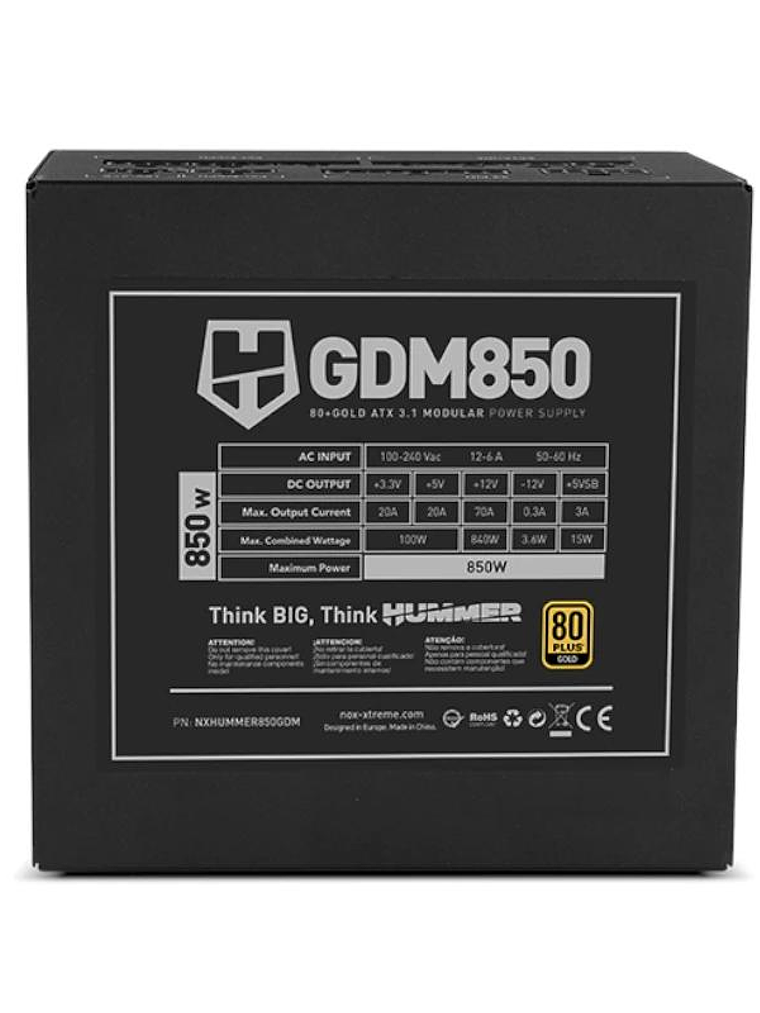 NOX HUMMER GDM850W Fuente modular ATX3.1 80+GOLD 4