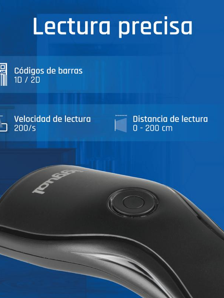 iggual Lector código barras 2D USB botón soporte 2