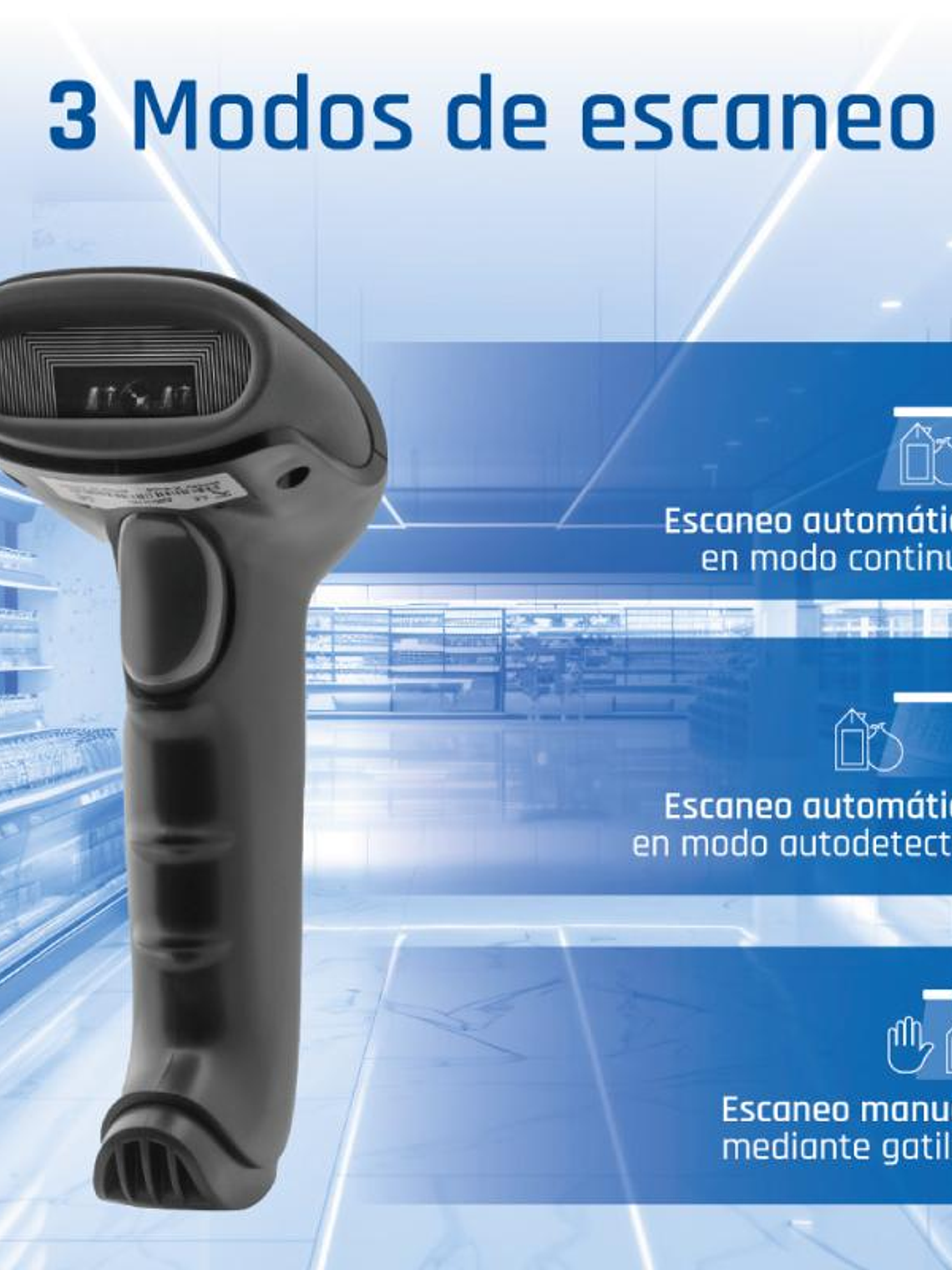 iggual Lector código barras 2D USB gatillo soporte 4