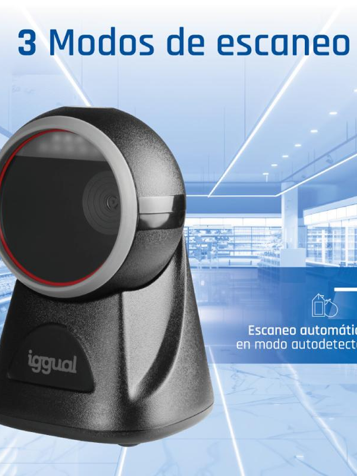 iggual Lector código barras sobremesa 2D USB 3