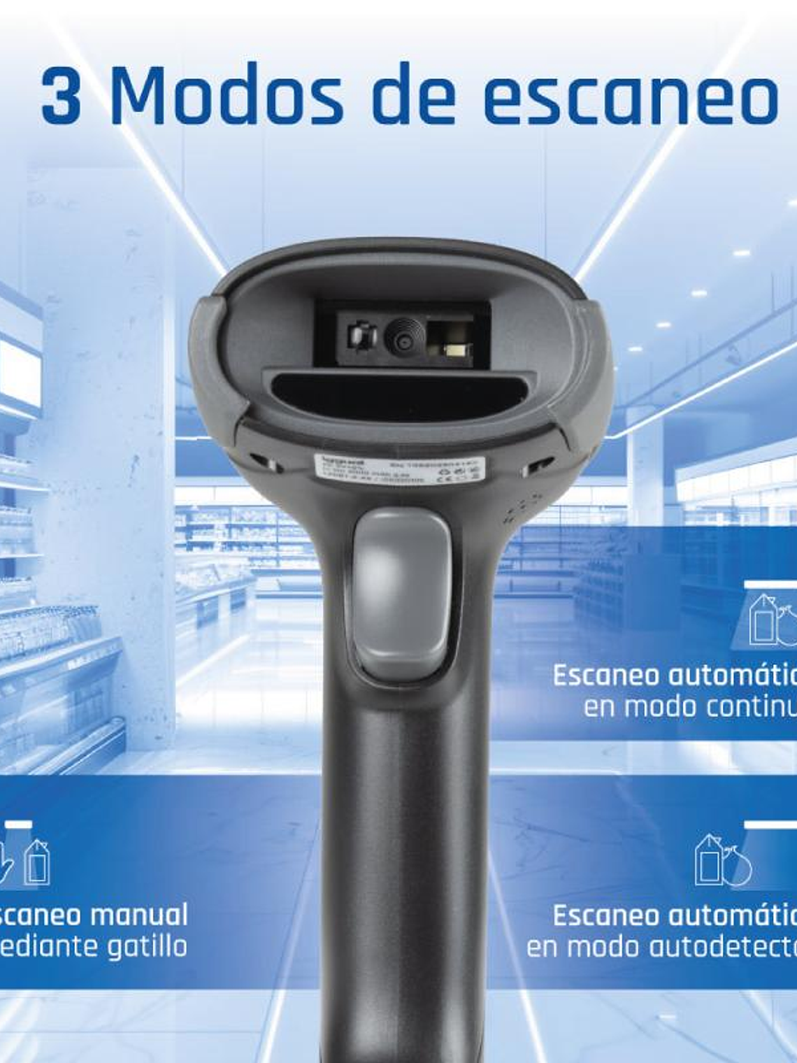 iggual Lector código barras 2D Bluetooth WiFi 2.4G 3