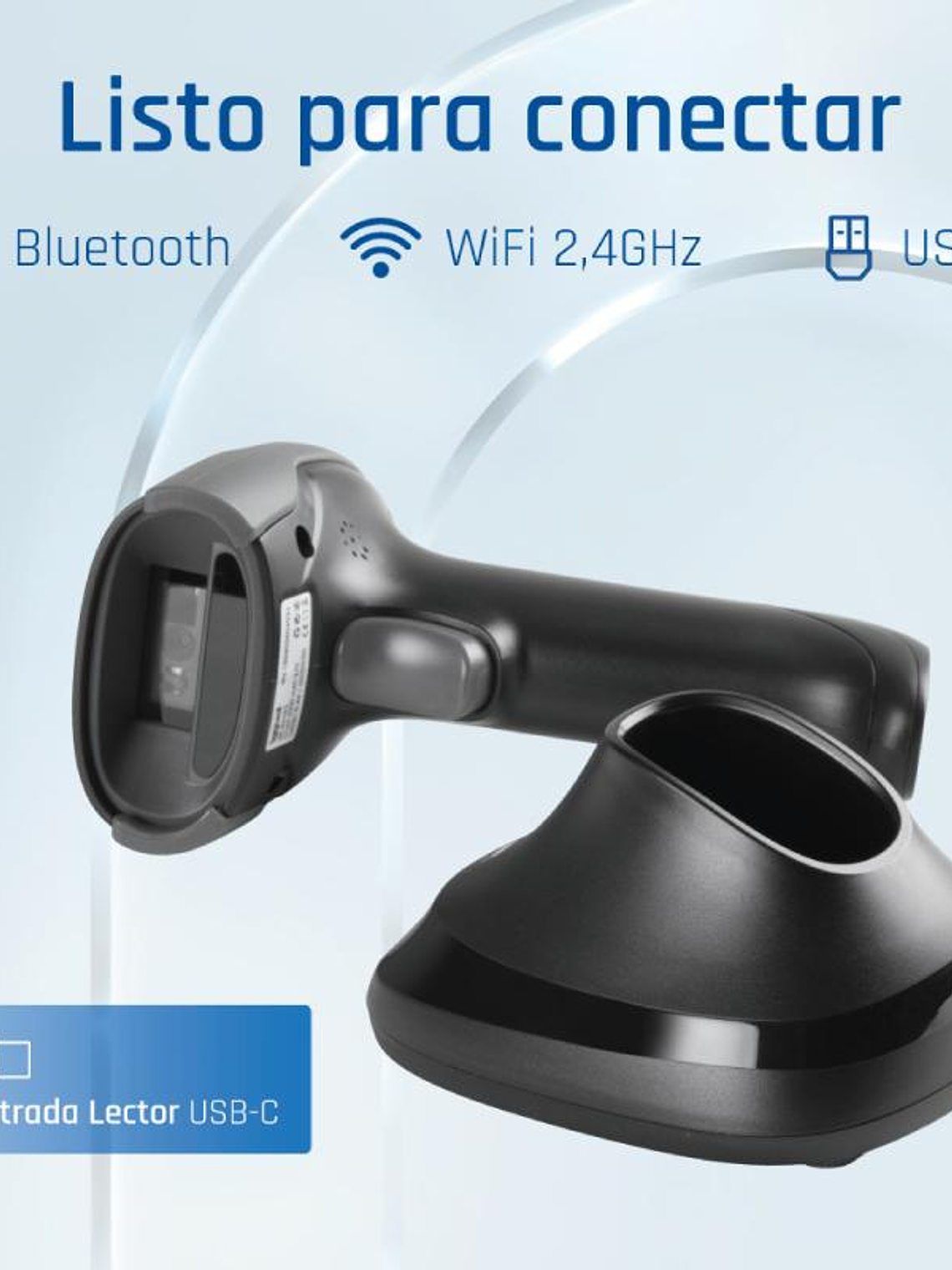 iggual Lector código barras 2D Bluetooth 2.4G base 2